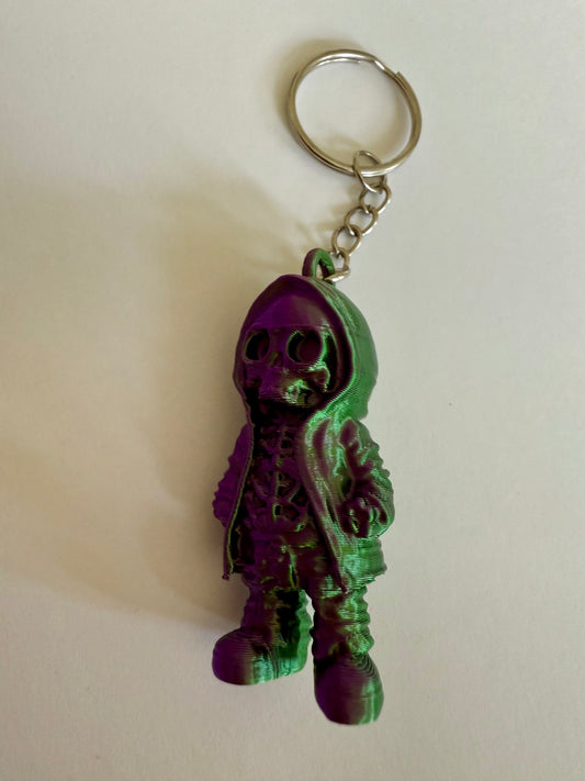 3D Printed Skeleton In Hoodie Keyring