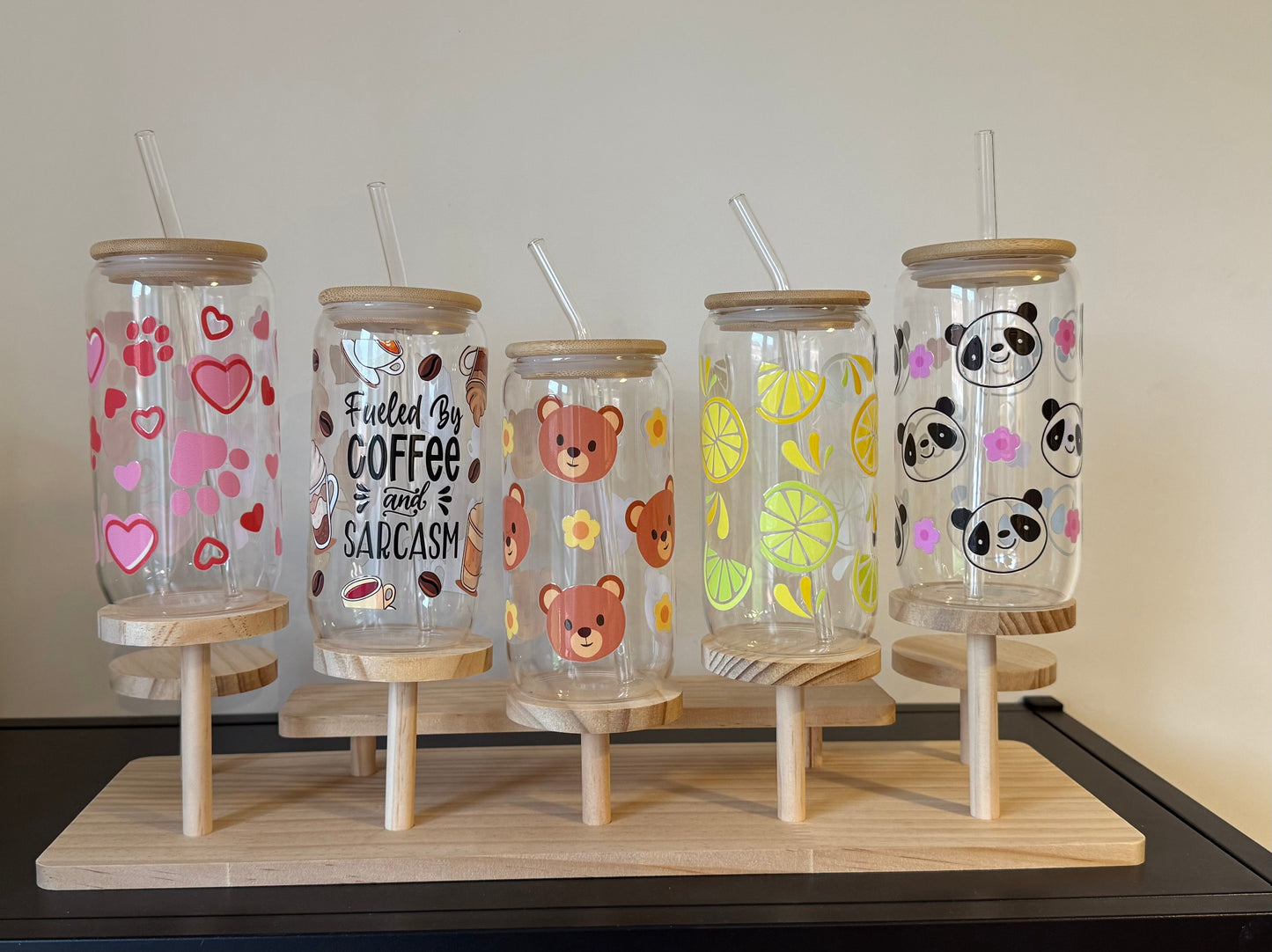 Glass Tumblers (Lid And Straw included)